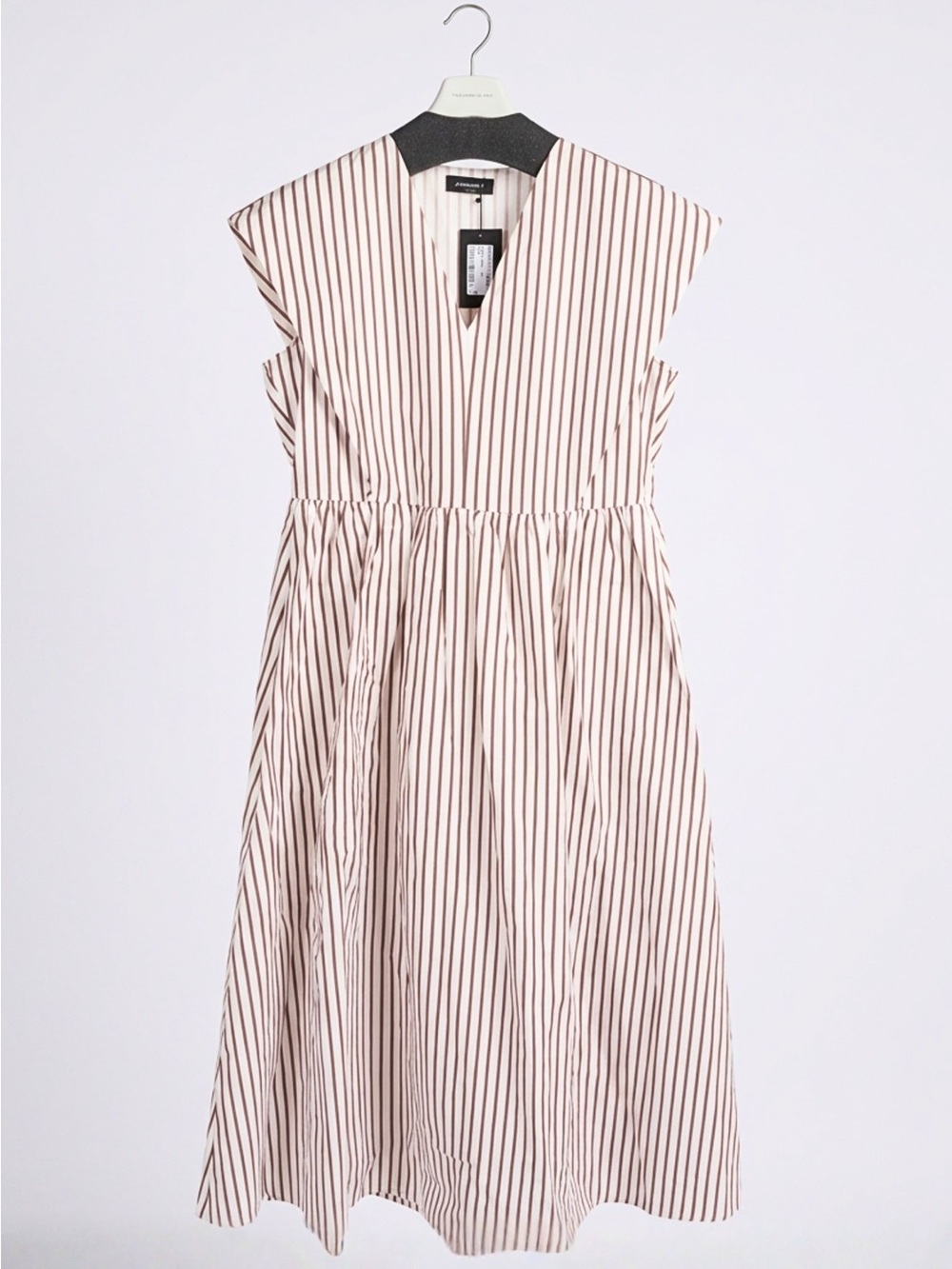 Fabiana Filippi NWT Italian Cotton Stripe Maxi Dress Beaded Shoulder IT 48 US 12